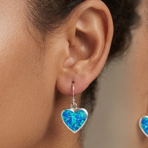 925 Sterling Silver Earrings 5.60 Grams Heart Design Created Multi Color Blue Opal: Product ID: 280120055 Product Type: 925 Sterling Silver Fine Jewelry Jewelry Weight: 5.60 Grams. Gemstones Color: Multi-Color Metal: Solid Silver 92.5%. Gemstone Detail: Heart Created Multi Color Blue