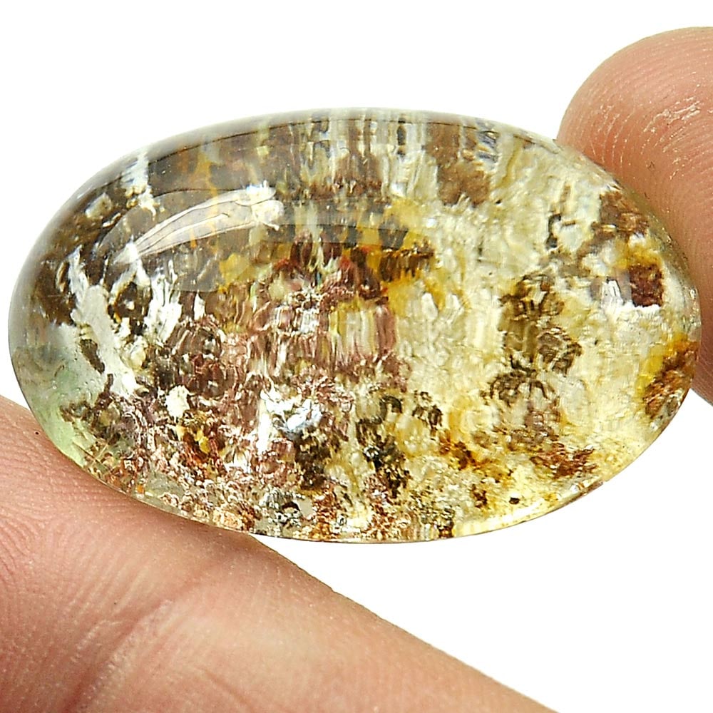 Natural Moss Quartz Gemstones 55.75 Ct. Oval Cabochon Shape 29 x 20 Mm. (1 of 3)