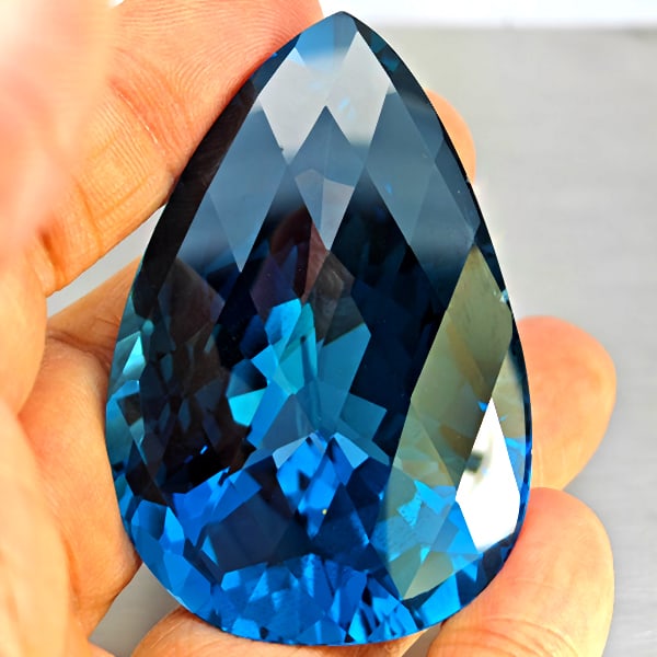 Natural London Blue Topaz Gemstones 385.71 Ct. Clean Pear Shape 54 x 40 Mm. - 2