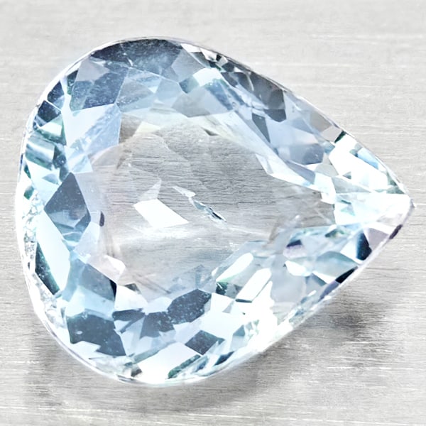 Natural Light Blue Aquamarine Gemstones 0.83 Ct. Pear Shape 7.3 x 6.4 Mm.: Product ID: 800812119 Product Name: Natural Aquamarine Weight: 0.83 CT. Size: 7.3 x 6.4 x 3.3 MM. Shape: Pear Shape Color: Light Blue Clarity:VSI - SI1 Luster: Good Gems Origin: Brazil Treatment: Unhe