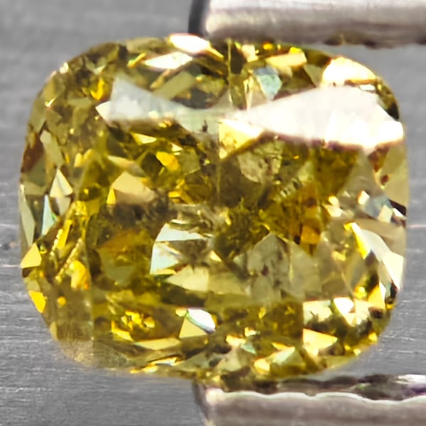 Natural Yellow Fancy Color Loose Diamond 0.22 Ct. Cushion Shape 3.6 x 3.1 Mm. (1 of 3)