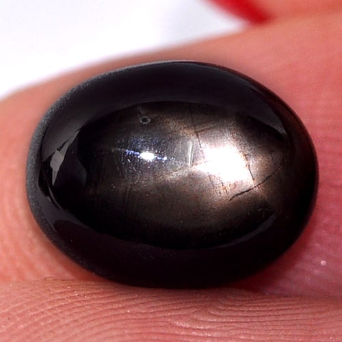 Natural Black Star Sapphire Gemstones 6 Rays 4.74 Ct. Oval Cabochon Shape 9.8 x 7.7 Mm. (1 of 3)