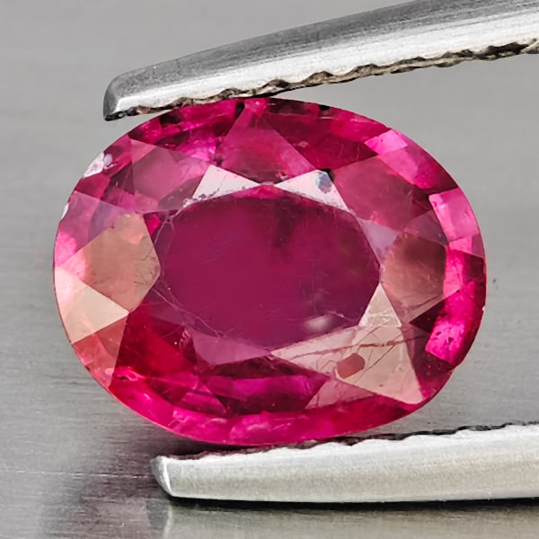 Natural Pink Red Ruby Gemstones 1.70 Ct. Oval Shape 8.1 x 6.5 .2 Mm.: Product ID: 805921720 Product Name: Natural Ruby Weight: 1.70 CT. Size: 8.1 x 6.5 x 3.7 MM. Shape: Oval Color: Pinkish Red Clarity:VSI Luster: Good Gems Origin: Madagascar Treatment: Heated (Lead-glas