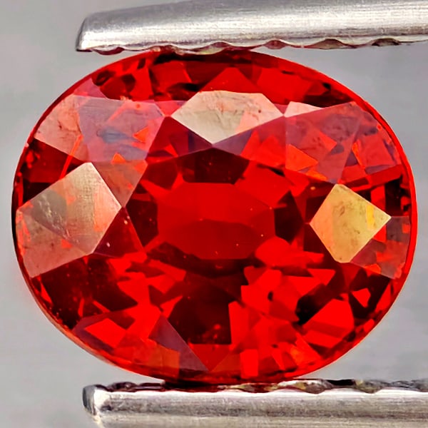Natural Orangish Red Spessartine Garnet Gemstones 1.08 Ct. Oval Shape 6.4 x 5.3 Mm.: Product ID: 802937394 Product Name: Natural Garnet Weight: 1.08 CT. Size: 6.4 x 5.3 x 3.9 MM. Shape: Oval Shape Color: Orangish Red Clarity:VSI Luster: Good Gems Origin: Namibia Treatment: Unheated Cr