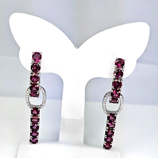 Natural Purplish Pink Rhodolite 925 Sterling Silver Jewelry Sets 10.95 G. Earrings And Ring Size 9 (1 of 2)
