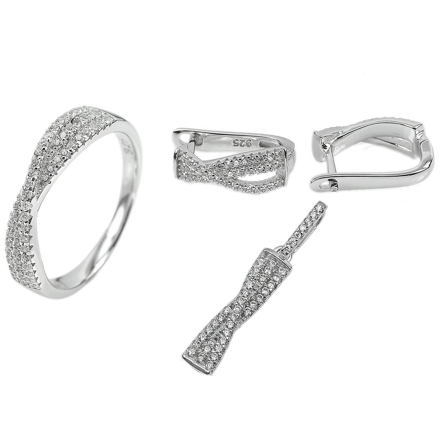 925 Sterling Silver Sets 9.47 Grams Pendant & Earrings & Ring Size 8 (1 of 3)