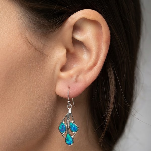 925 Sterling Silver Earrings Jewelry with Multi Color Blue Created Opal 5.47 Grams: Product ID: 280120056 Product Type: 925 Sterling Silver Fine Jewelry Jewelry Weight: 5.47 Grams. Gemstones Color: Multi Color Blue Metal: Solid Silver 92.5%. Gemstone Detail: About 5.47 Grams. Pear Cr