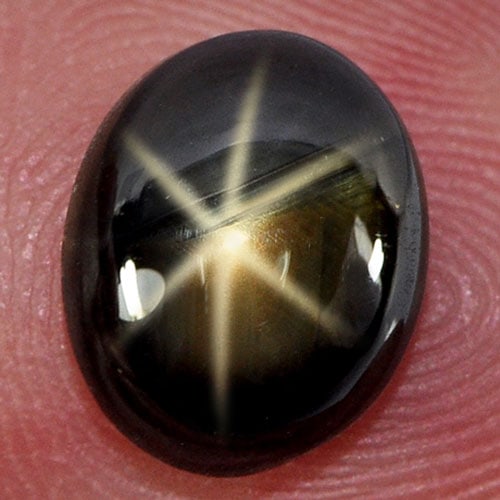 Natural Golden Star Sapphire 6 Rays Gemstones 4.24 Ct. Oval Cabochon Shape 9.7 x 8 Mm. (1 of 3)