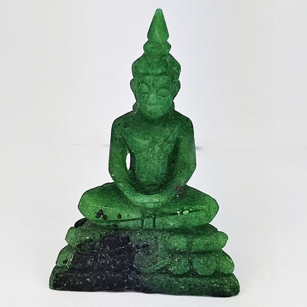 Natural Red Green Ruby in Zoisite 66.89 Ct. Buddha Carving Shape 44 x 29 Mm.: Product ID: 805935824 Product Name: Natural Zoisite Carving Weight: 66.89 CT. Size: 44 x 29 x 12.5 MM. Shape: Carving shape Color: Red Green Clarity:Opaque Luster: Good Gems Origin: Madagascar Treatme