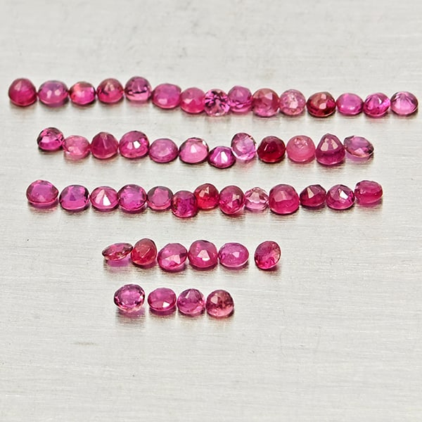 Natural Pinkish Red Ruby Gemstones 1.51 Ct. 50 Pcs. Round Shape - 2