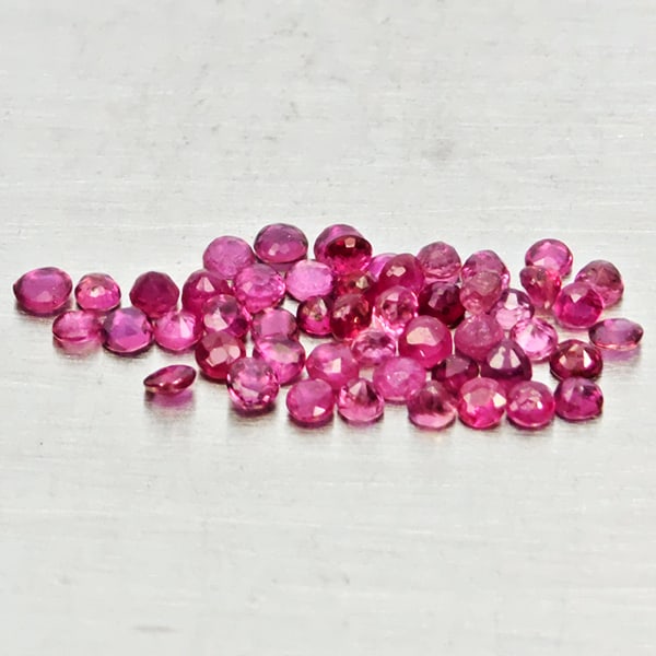 Natural Pinkish Red Ruby Gemstones 1.51 Ct. 50 Pcs. Round Shape - 3