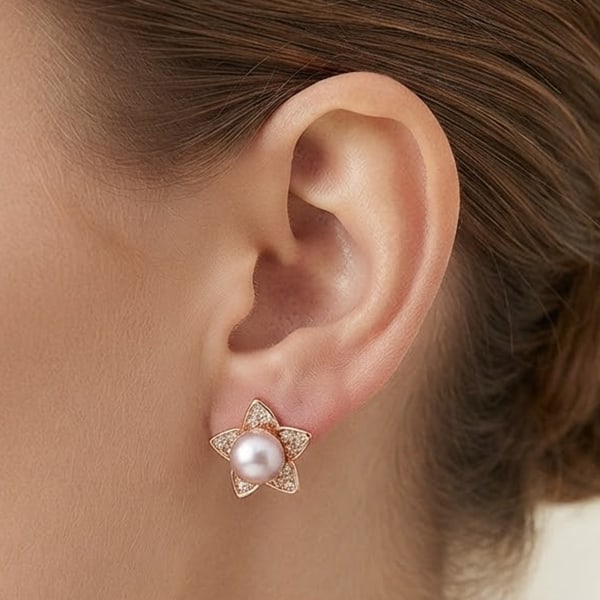 Natural Pink Pearl with 925 Sterling Silver Earrings Jewelry Rose Gold Plated 5.34 Grams: Product ID: 207100842 Product Type: 925 Sterling Silver Fine Jewelry Jewelry Weight: 5.34 Grams. Gemstones Color: Pink Metal: Solid Silver 92.5%. Gemstone Detail: Center: 8.6 x 8.6 Mm. Round Cabochon 