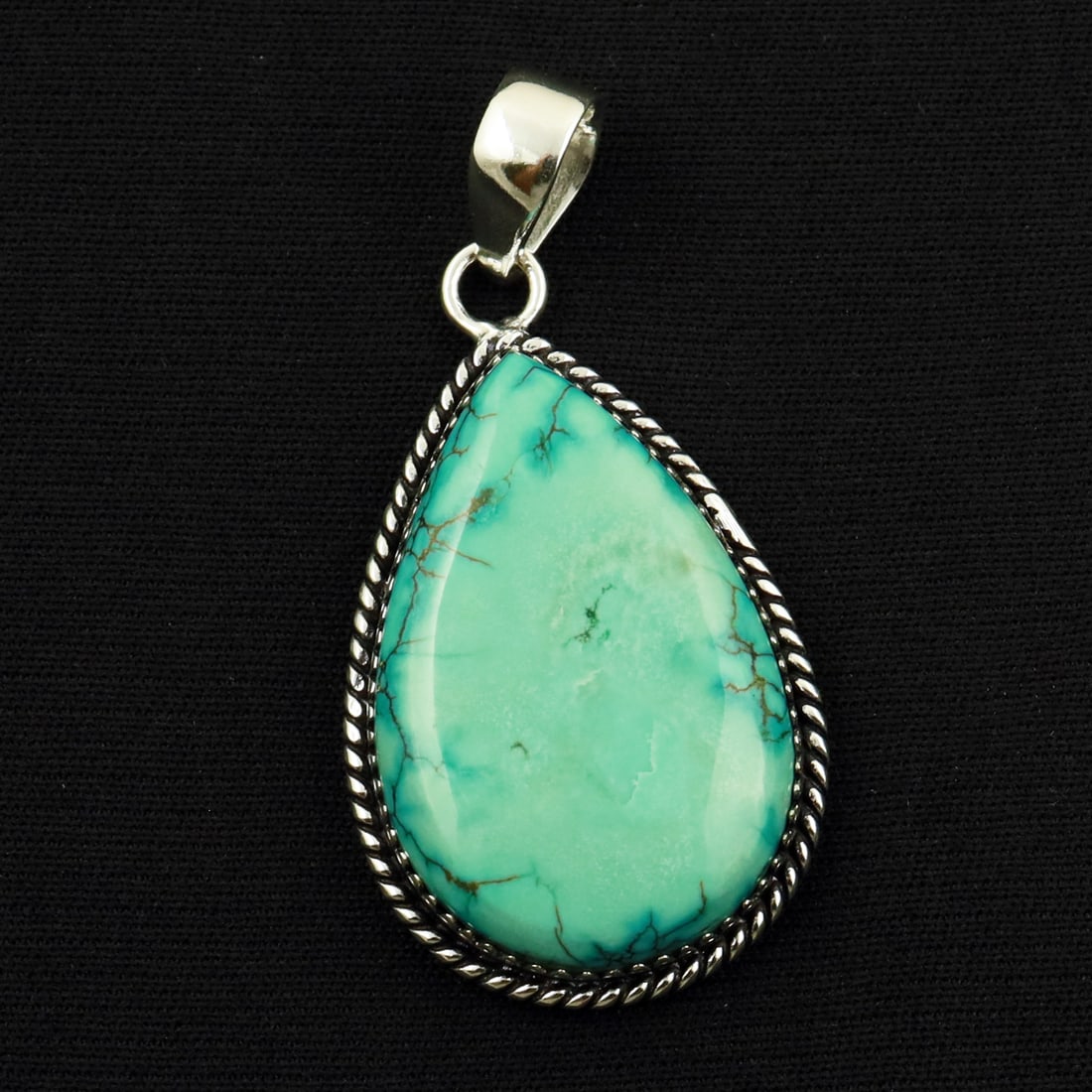 Natural Turquoise Sterling Silver Plated Handmade Pendant: Product ID: 260714164529 Product - Handmade Silver Plated Pendant Metal - 92.5 Sterling Silver Plated Pendant Size - 3.5x2 CM Gemstone - Turquoise Gemstone Origin - Tibet Gemstone Shape - Pear Pendant
