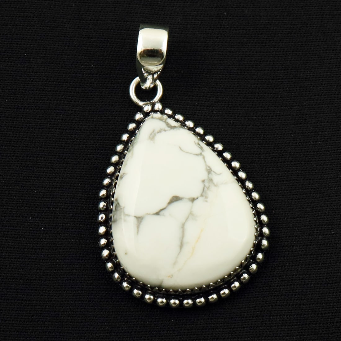 Natural Howlite Sterling Silver Plated Handmade Pendant (1 of 3)