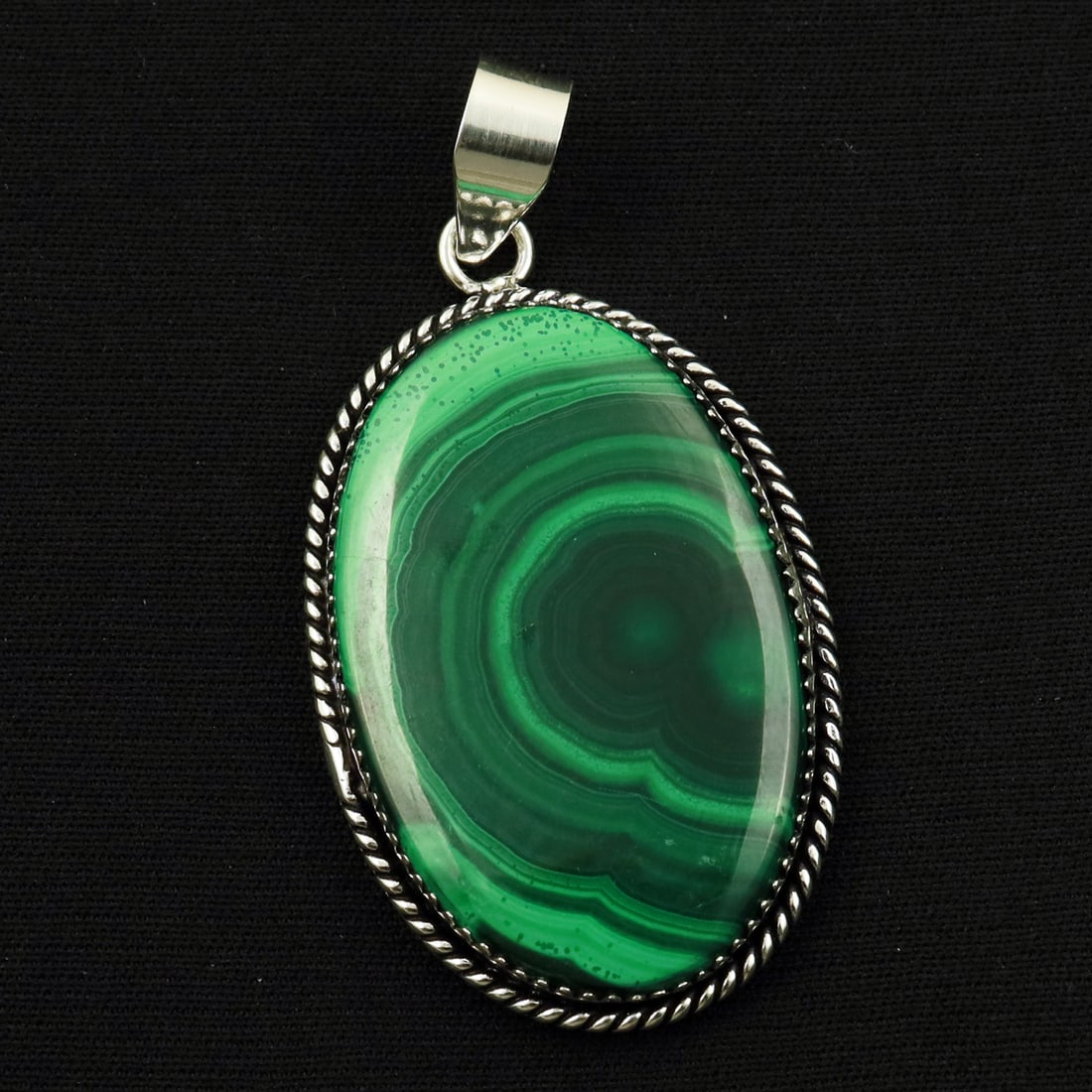 Natural Malachite Sterling Silver Plated Handmade Pendant (1 of 3)