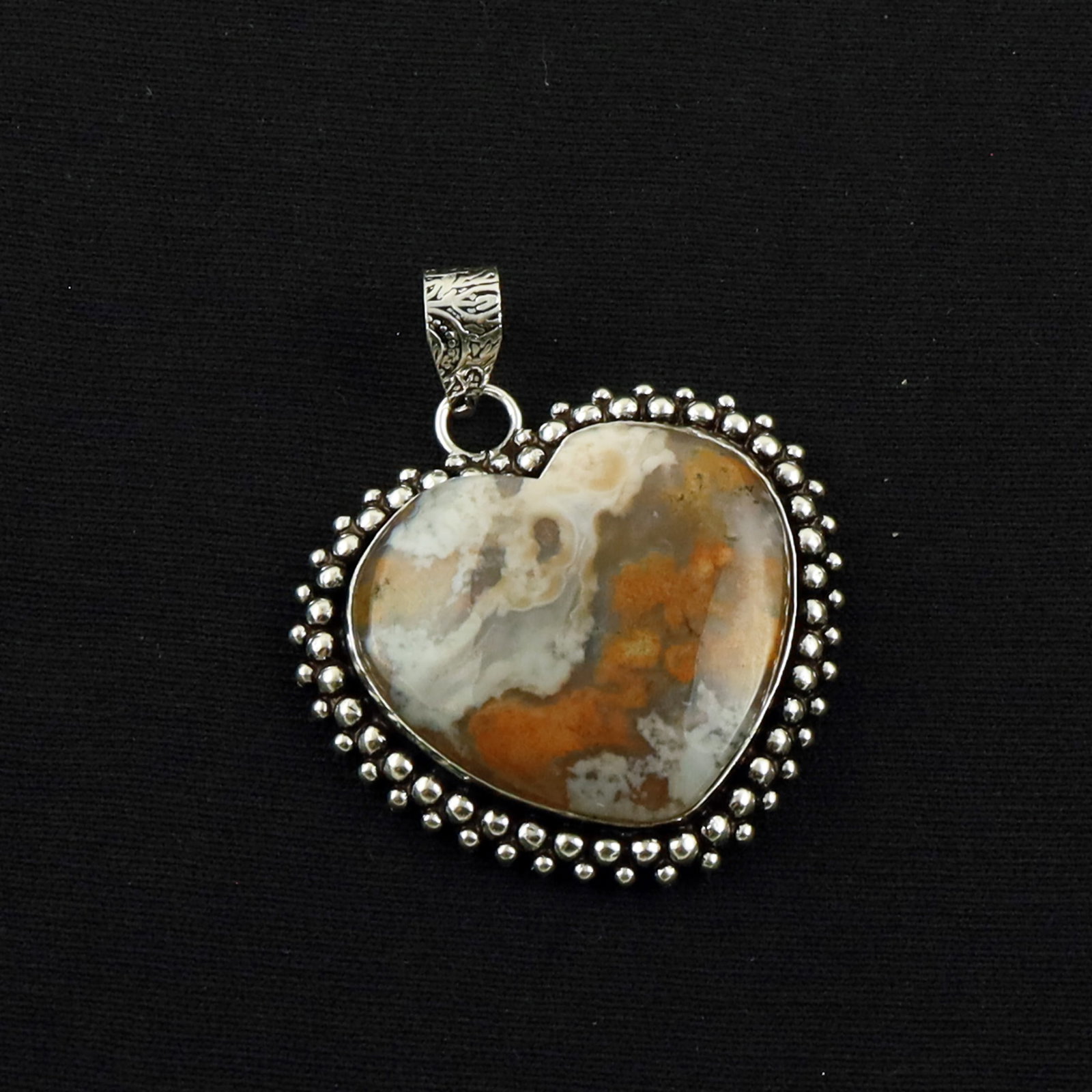 Natural MoosAgate Sterling Silver Plated Handmade Heart Pendant (1 of 3)