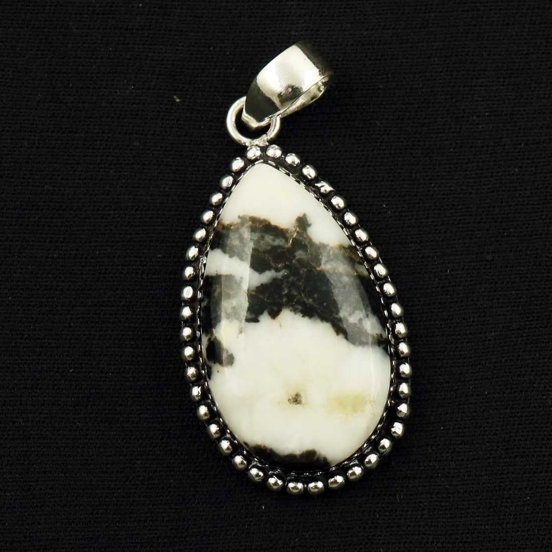 Natural Zebra Jasper Sterling Silver Plated Handmade Pendant: Product ID: 260714171149 Product - Handmade Silver Plated Pendant Metal - 92.5 Sterling Silver Plated Pendant Size - 3.5x2 CM Gemstone - Zebra Jasper Gemstone Origin - Africa Gemstone Shape - Pear Pen