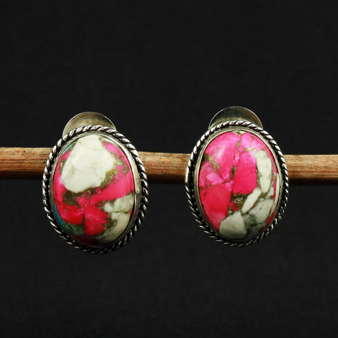 Natural Cotton Candy Sterling Silver Plated Handmade Stud Earring: Product ID: 260711131139 Product - Handmade Silver Plated Stud Earring Metal - 92.5 Sterling Silver Plated Earring Type - Stud Gemstone - Cotton Candy Gemstone Origin - United States Gemstone Size - 1