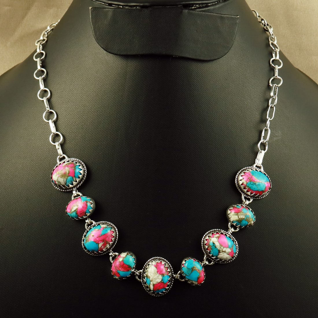 Natural Cotton Candy Sterling Silver Plated Handmade Necklace
