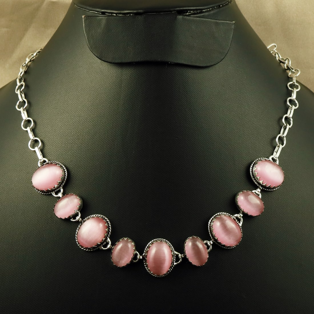 Natural Monalisa Sterling Silver Plated Handmade Necklace: Product ID: 260708113247 Product - Handmade Silver Plated Necklace Metal - 92.5 Sterling Silver Plated Necklace Length - 18 Inch Gemstone - Monalisa Gemstone Size - 12X16 MM (5 Stone), 10X14 MM (4 Sto