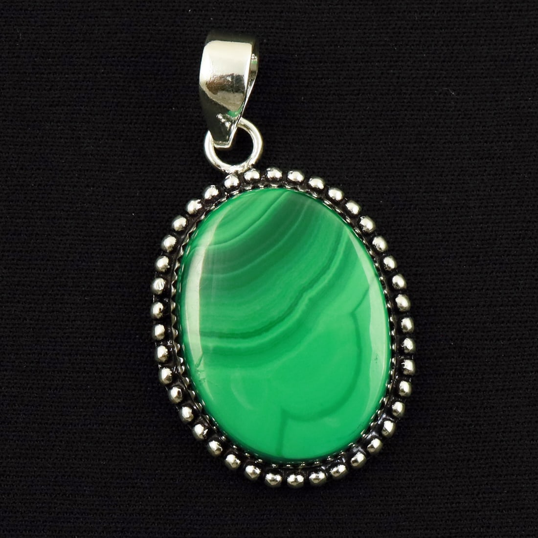 Natural Malachite Sterling Silver Plated Handmade Pendant: Product ID: 260714163355 Product - Handmade Silver Plated Pendant Metal - 92.5 Sterling Silver Plated Pendant Size - 3x2 CM Gemstone - Malachite Gemstone Origin - Democratic Republic of Congo Gemstone