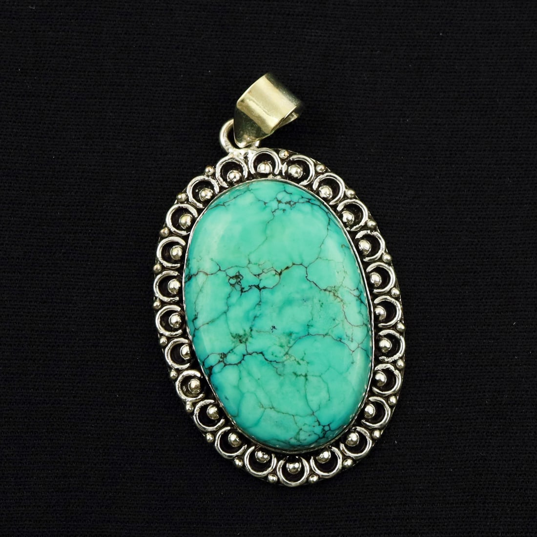 Natural Turquoise Sterling Silver Plated Handmade Pendant
