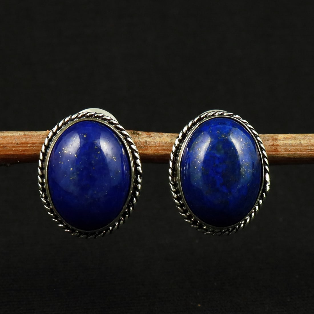 Natural Lapis Lazuli Sterling Silver Plated Handmade Stud Earring: Product ID: 260711132038 Product - Handmade Silver Plated Stud Earring Metal - 92.5 Sterling Silver Plated Earring Type - Stud Gemstone - Lapis Lazuli Gemstone Origin - Afghanistan Gemstone Size - 12X
