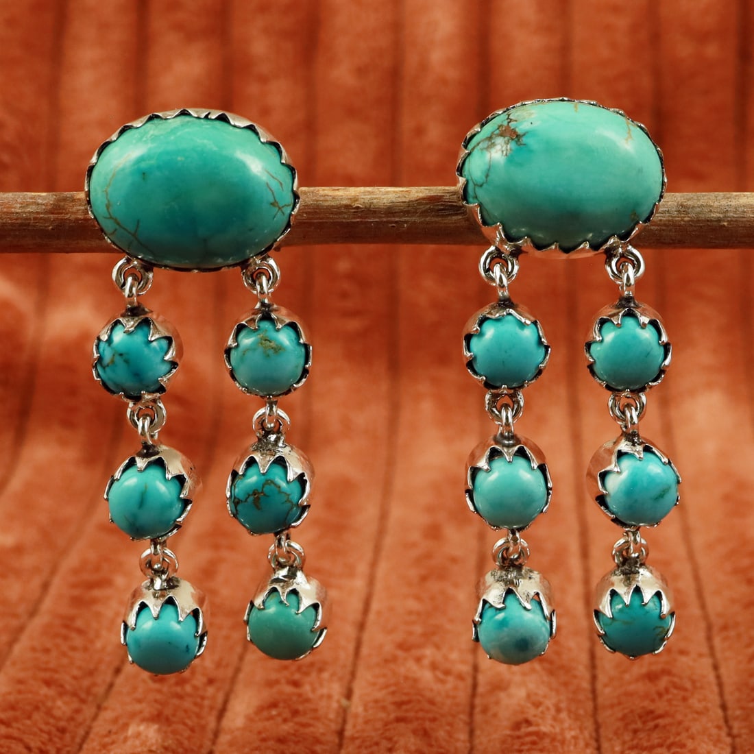 Natural Turquoise Sterling Silver Plated Handmade Stud Earring