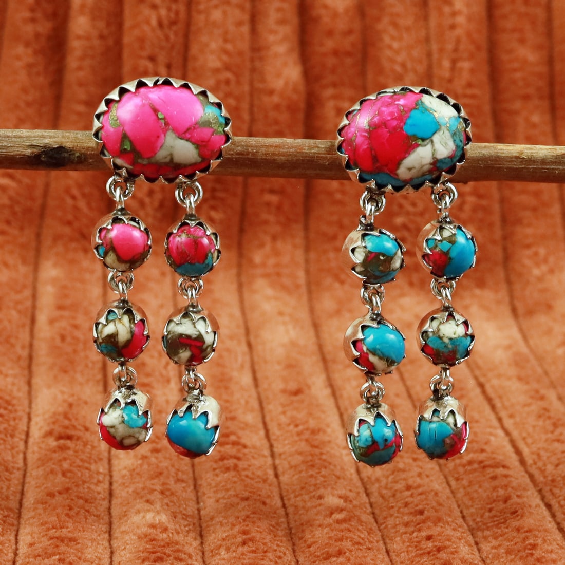 Natural Cotton Candy Sterling Silver Plated Handmade Stud Earring: Product ID: 260710151028 Product - Handmade Silver Plated Stud Earring Metal - 92.5 Sterling Silver Plated Earring Type - Stud Gemstone - Cotton Candy Gemstone Origin - United States Gemstone Size - 1