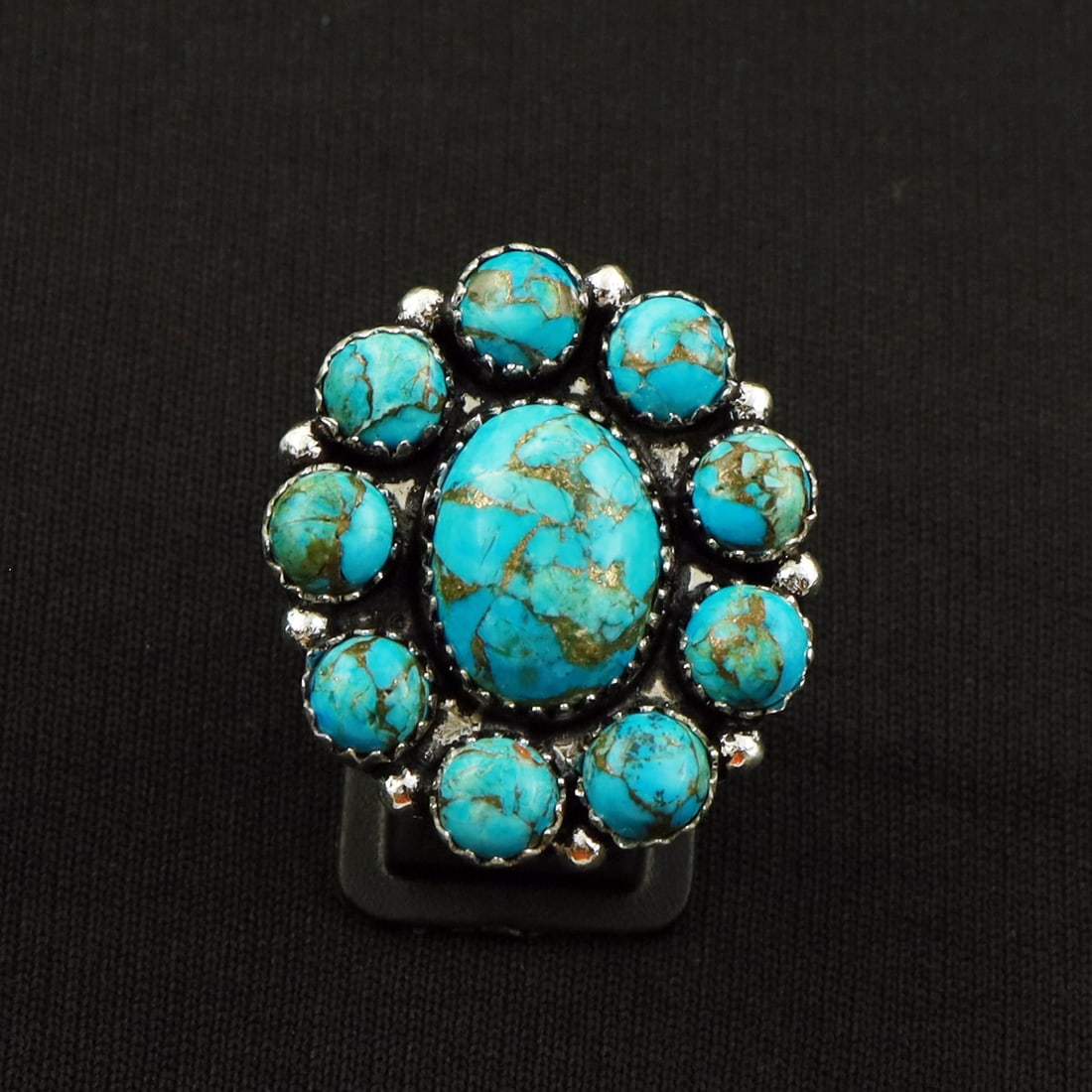 Natural Kingman Turquoise 2-Micron Silver Plated Handmade Ring - 7MM: Product ID: 260717152559 Product - Handmade Silver Plated Ring Metal - 2-Micron Sterling Silver Plated Ring Size - 7MM Gemstone - Kingman Turquoise Gemstone Origin - United States Gemstone Size - 12X1