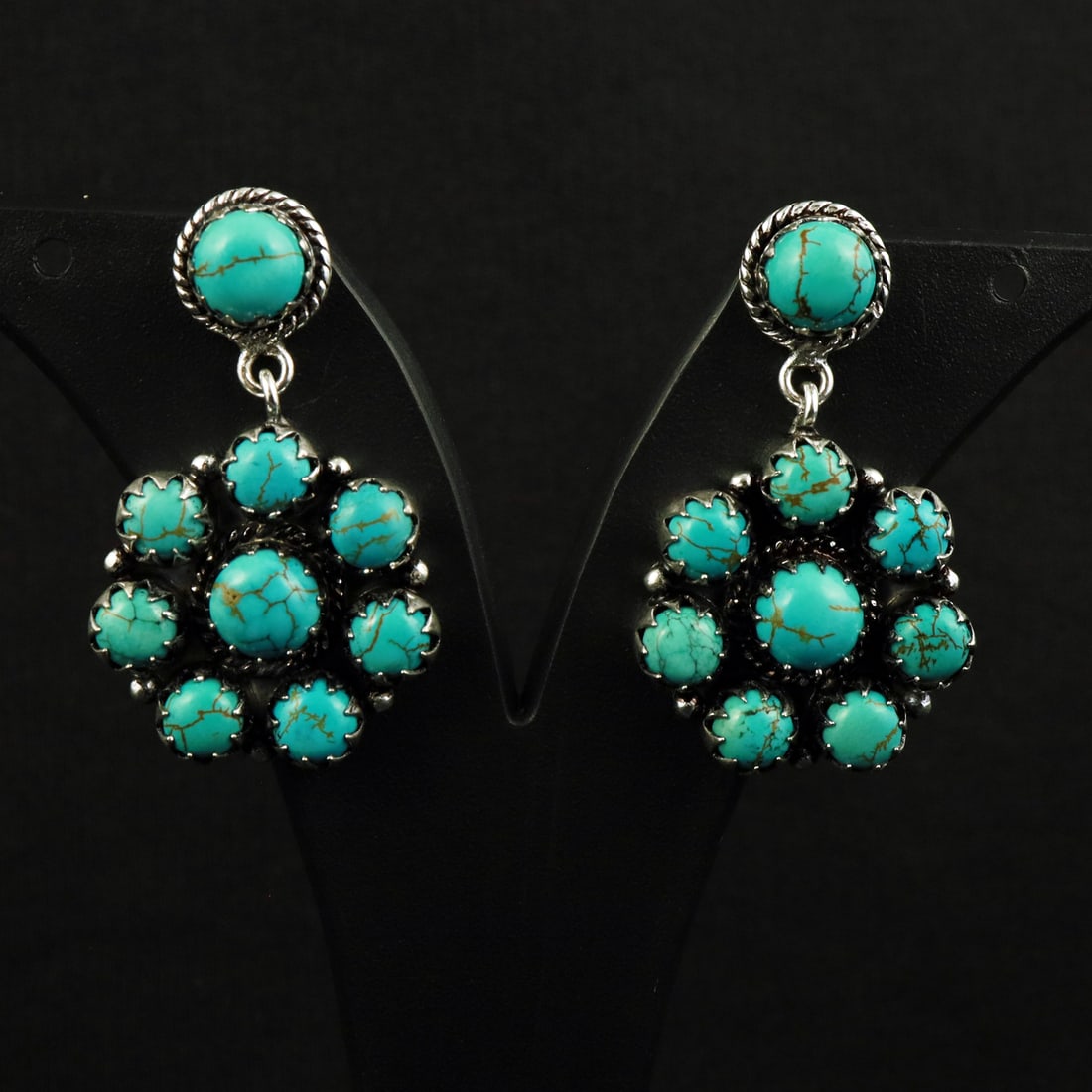 Natural Turquoise Sterling Silver Plated Handmade Stud Earring: Product ID: 260720145957 Product - Handmade Silver Plated Stud Earring Metal - 92.5 Sterling Silver Plated Earring Type - Stud Gemstone - Turquoise Gemstone Origin - Tibet Gemstone Size - 8 MM ( 4 Sto