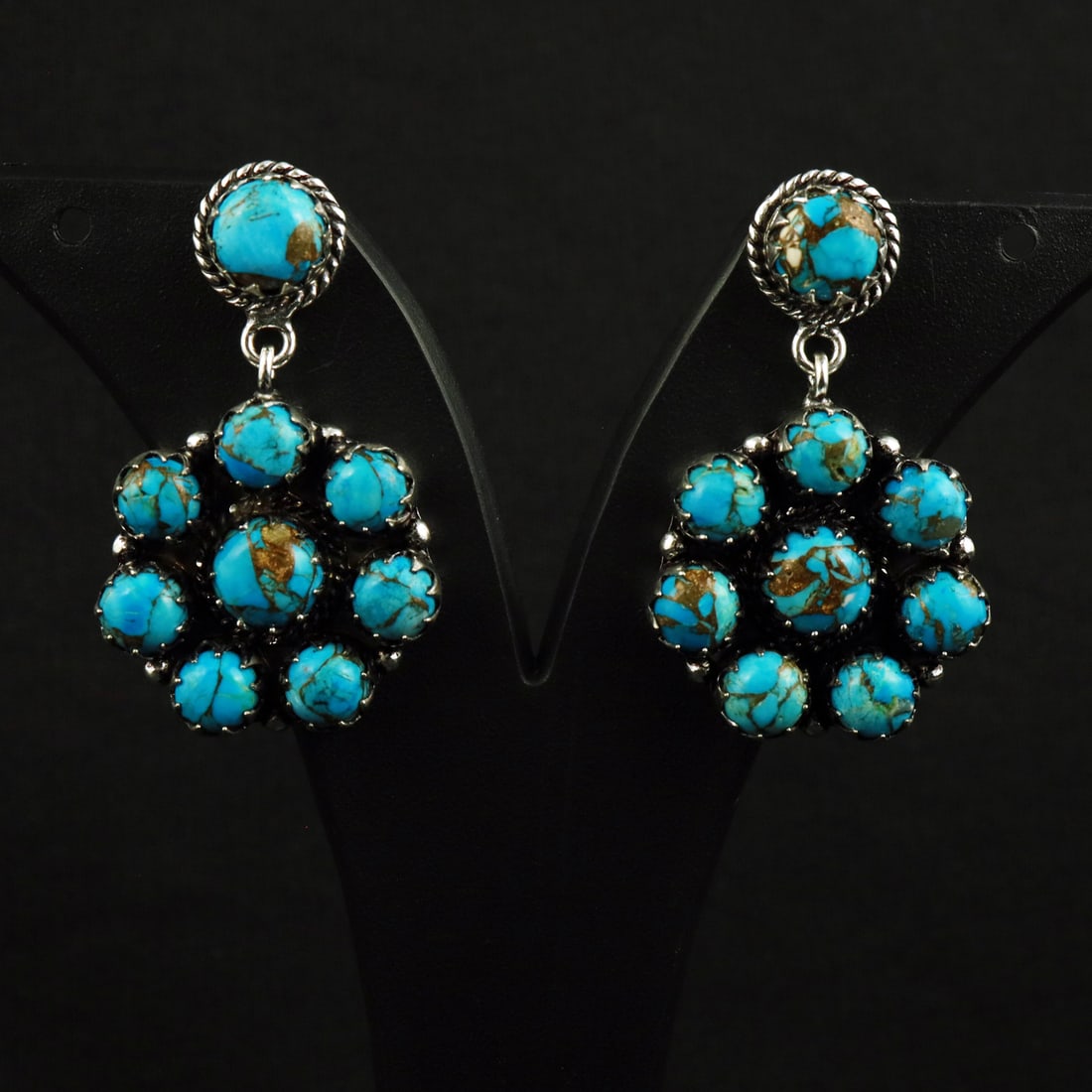 Natural Kingman Turquoise Sterling Silver Plated Handmade Stud Earring: Product ID: 260720150302 Product - Handmade Silver Plated Stud Earring Metal - 92.5 Sterling Silver Plated Earring Type - Stud Gemstone -Kingman Turquoise Gemstone Origin - United States Gemstone Size