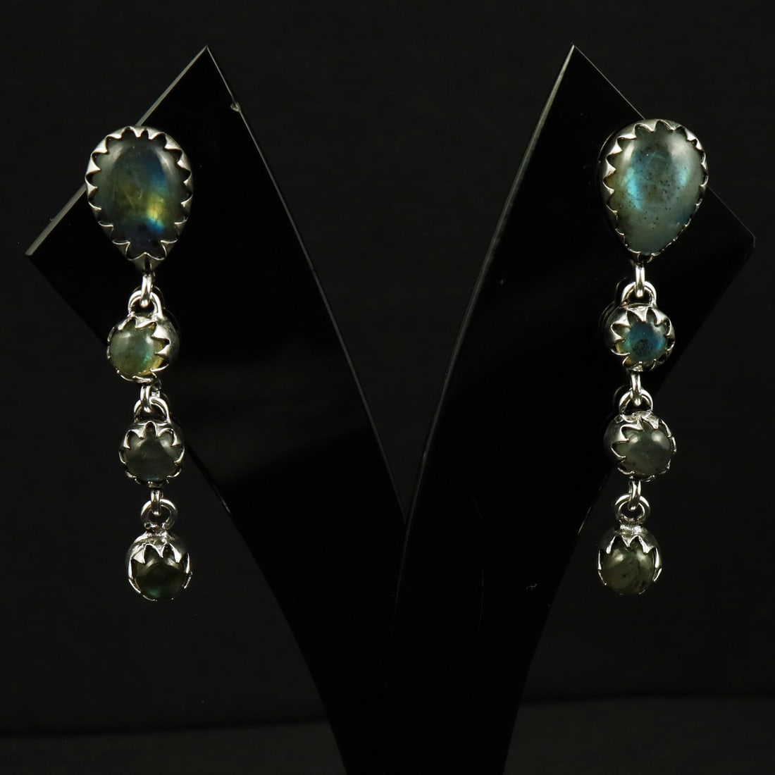 Natural Labradorite Sterling Silver Plated Handmade Stud Earring