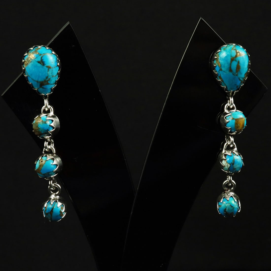 Natural Kingman Turquoise Sterling Silver Plated Handmade Stud Earring: Product ID: 260708160738 Product - Handmade Silver Plated Stud Earring Metal - 92.5 Sterling Silver Plated Earring Type - Stud Gemstone - Kingman Turquoise Gemstone Origin - United States Gemstone Siz