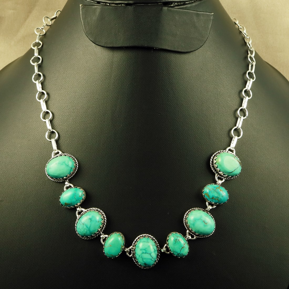 Natural Turquoise Sterling Silver Plated Handmade Choker Necklace: Product ID: 260708110815 Product - Handmade Silver Plated Necklace Metal - 92.5 Sterling Silver Plated Necklace Length - 18 Inch Gemstone - Turquoise Gemstone Size - 12X16 MM (5 Stone), 10X14 MM (4 St