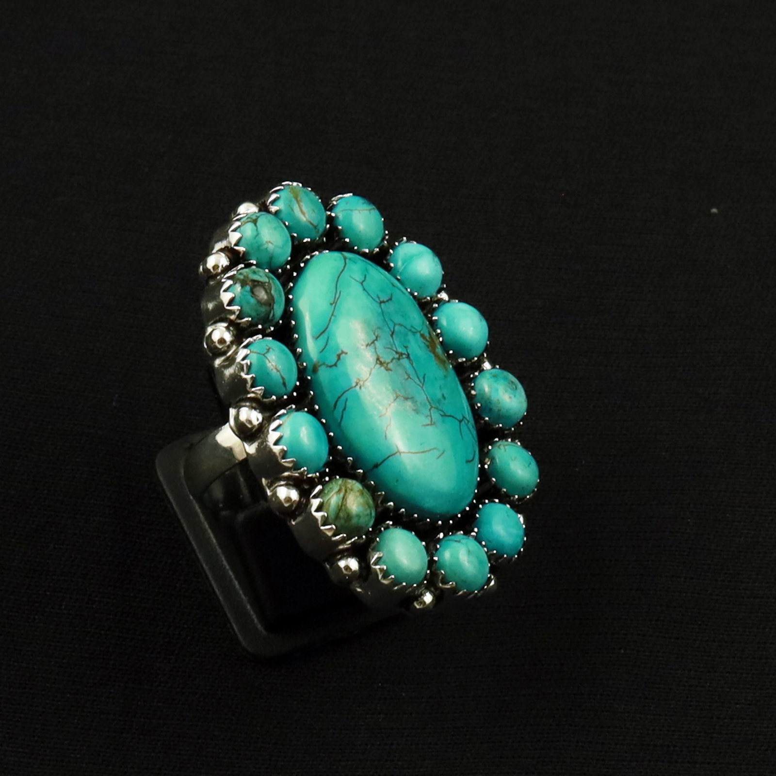 Natural Turquoise Sterling Silver Plated Handmade Ring - 9.5MM (1 of 3)