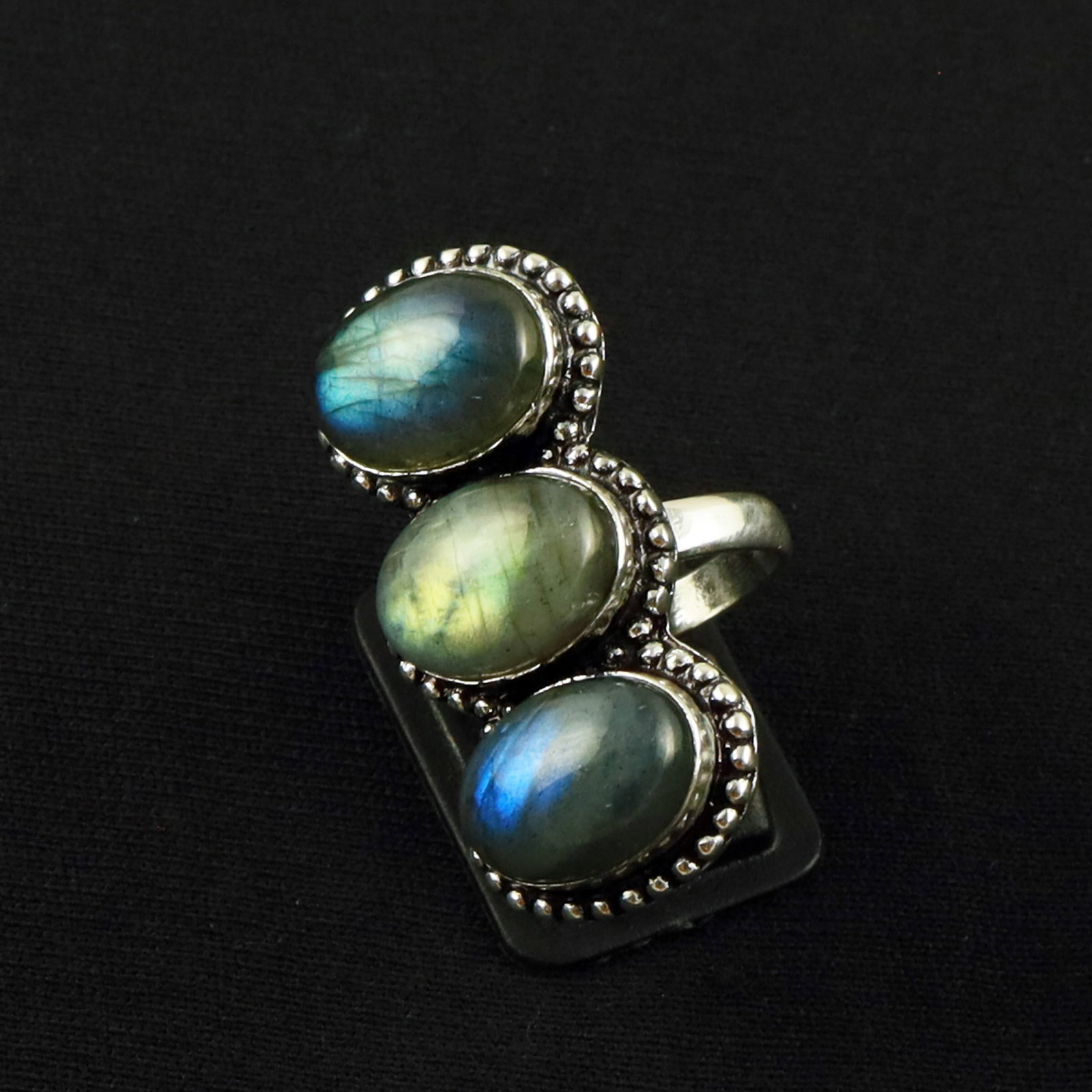 Natural Labradorite Sterling Silver Plated Handmade Ring - 8MM (1 of 3)