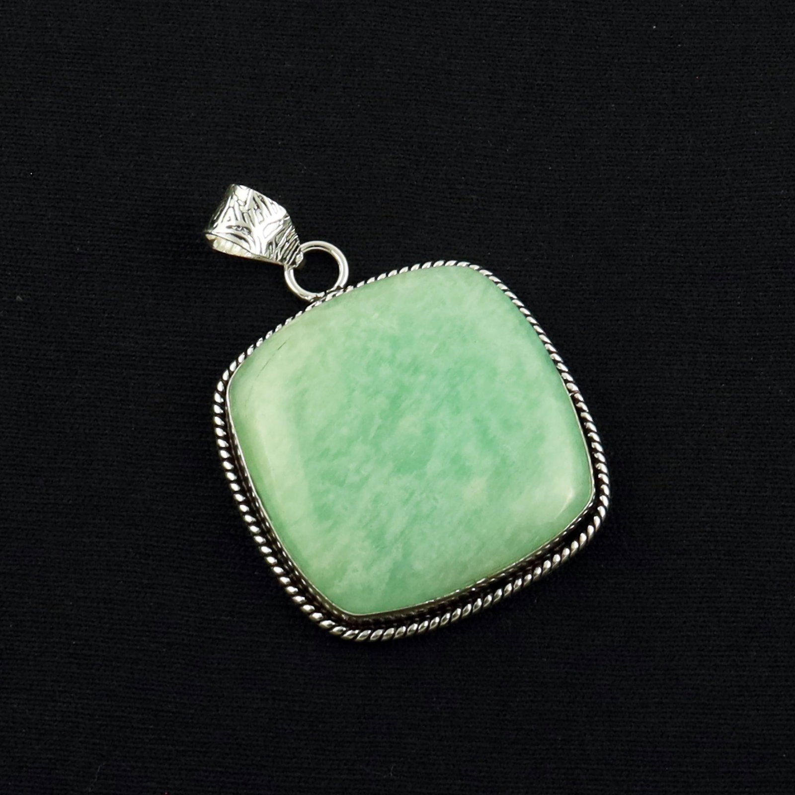 Natural Amazonite Sterling Silver Plated Handmade Pendant (1 of 3)