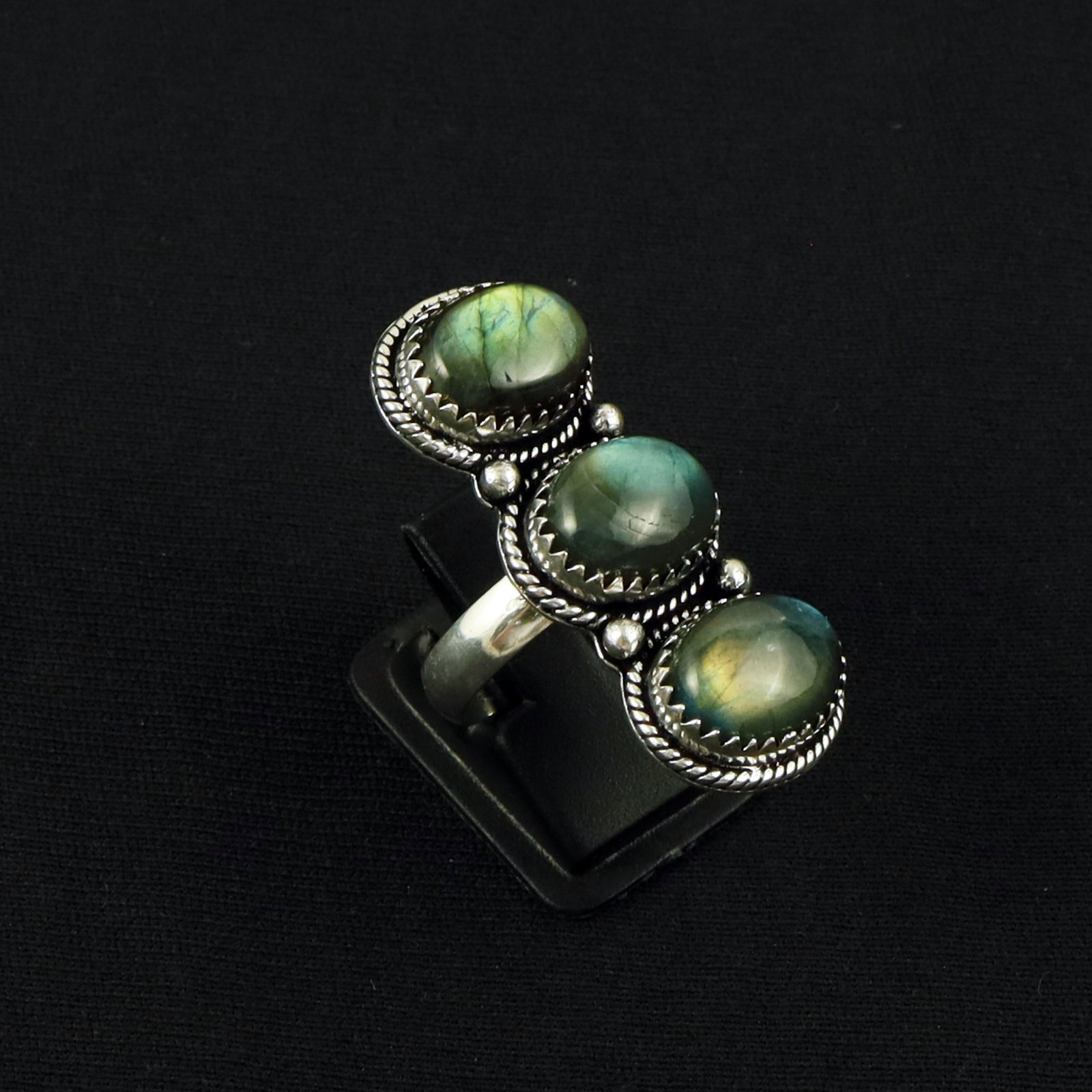 Natural Labradorite Sterling Silver Plated Handmade Ring - 7.5MM: Product ID: 260616163029 Product - Handmade Silver Plated Ring Metal - 92.5 Sterling Silver Plated Ring Size - 7.5MM Gemstone - Labradorite Gemstone Origin - Canada Gemstone Size - 10X14 MM ( 3 Stone 