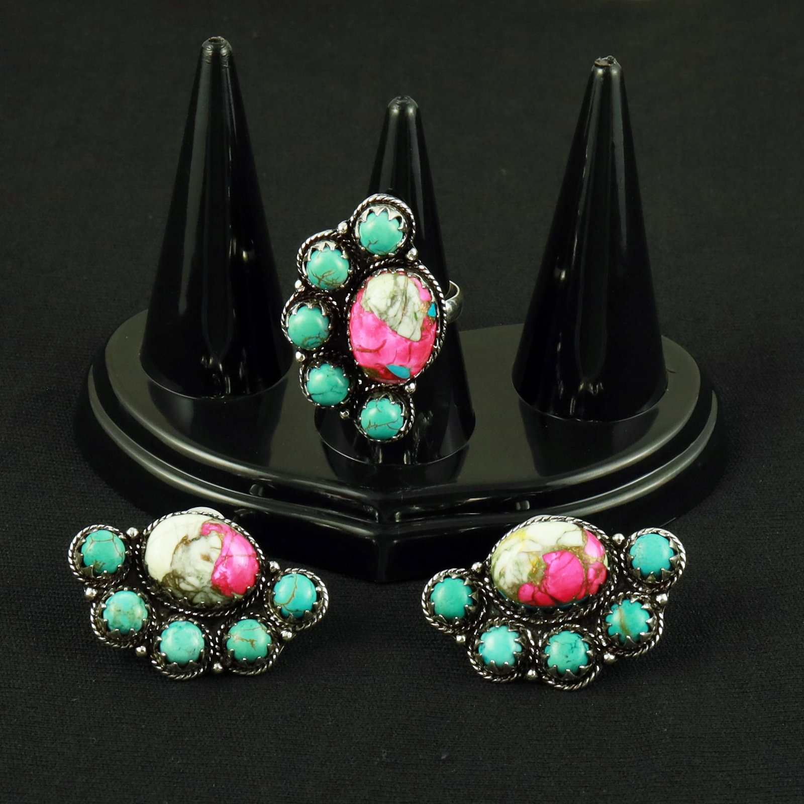 Natural Cotton Canday Silver Plated Handmade Ring - 6MM With Stud Earring: Product ID: 260615122613 Product - Handmade Silver Plated Ring With Stud Earring Metal - 92.5 Sterling Silver Plated Earring Type - Stud Ring Size - 6MM Gemstone - Cotton Candy Gemstone Origin - Unite