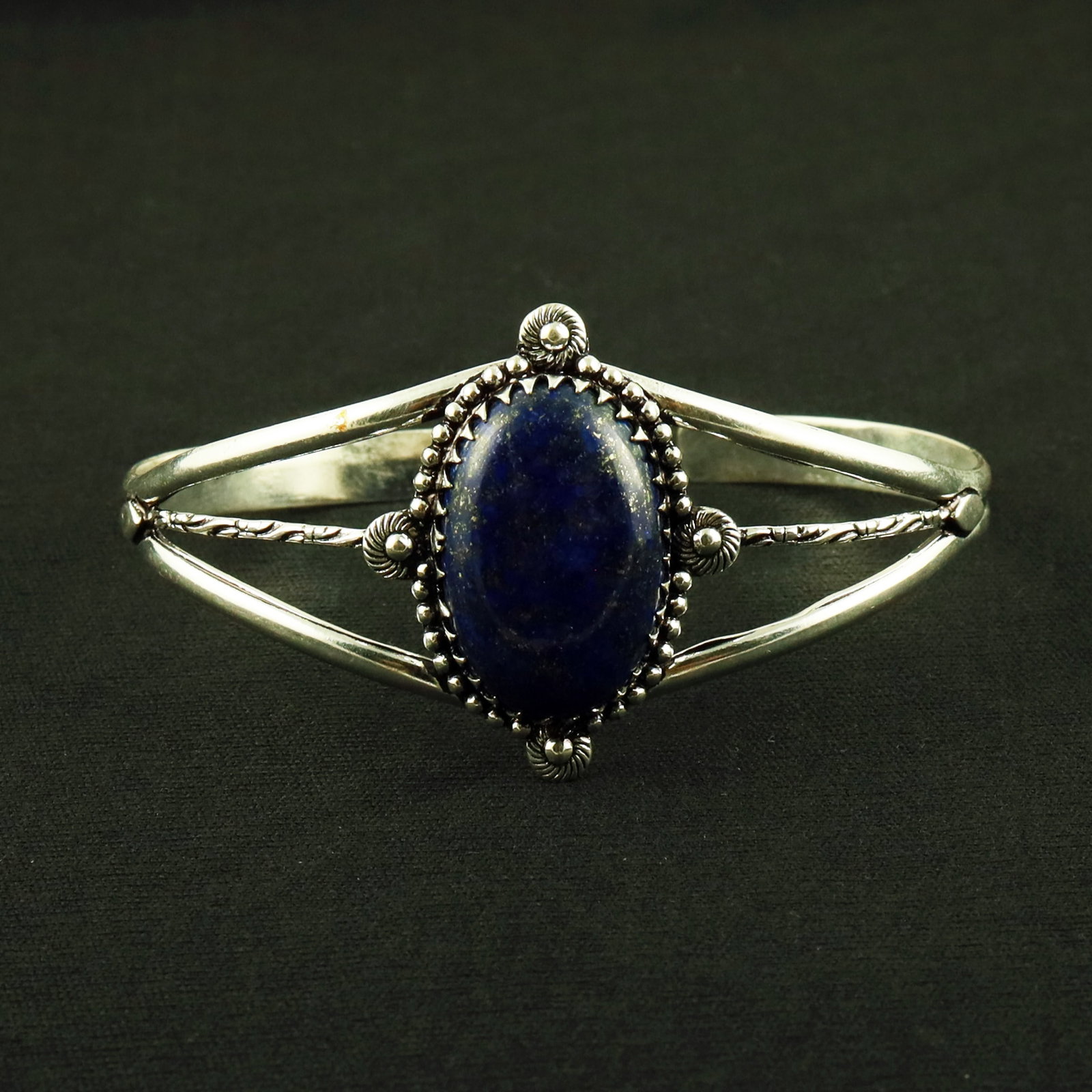Natural Lapis Lazuli Sterling Silver Plated Handmade Cuff Bangle: Product ID: 260610174714 Product - Handmade Silver Plated Cuff Bangle Metal - 92.5 Sterling Silver Plated Bangle Size - 7.5x5.5 CM (Adjustable) Gemstone - Lapis Lazuli Gemstone Origin - Afghanistan Ge