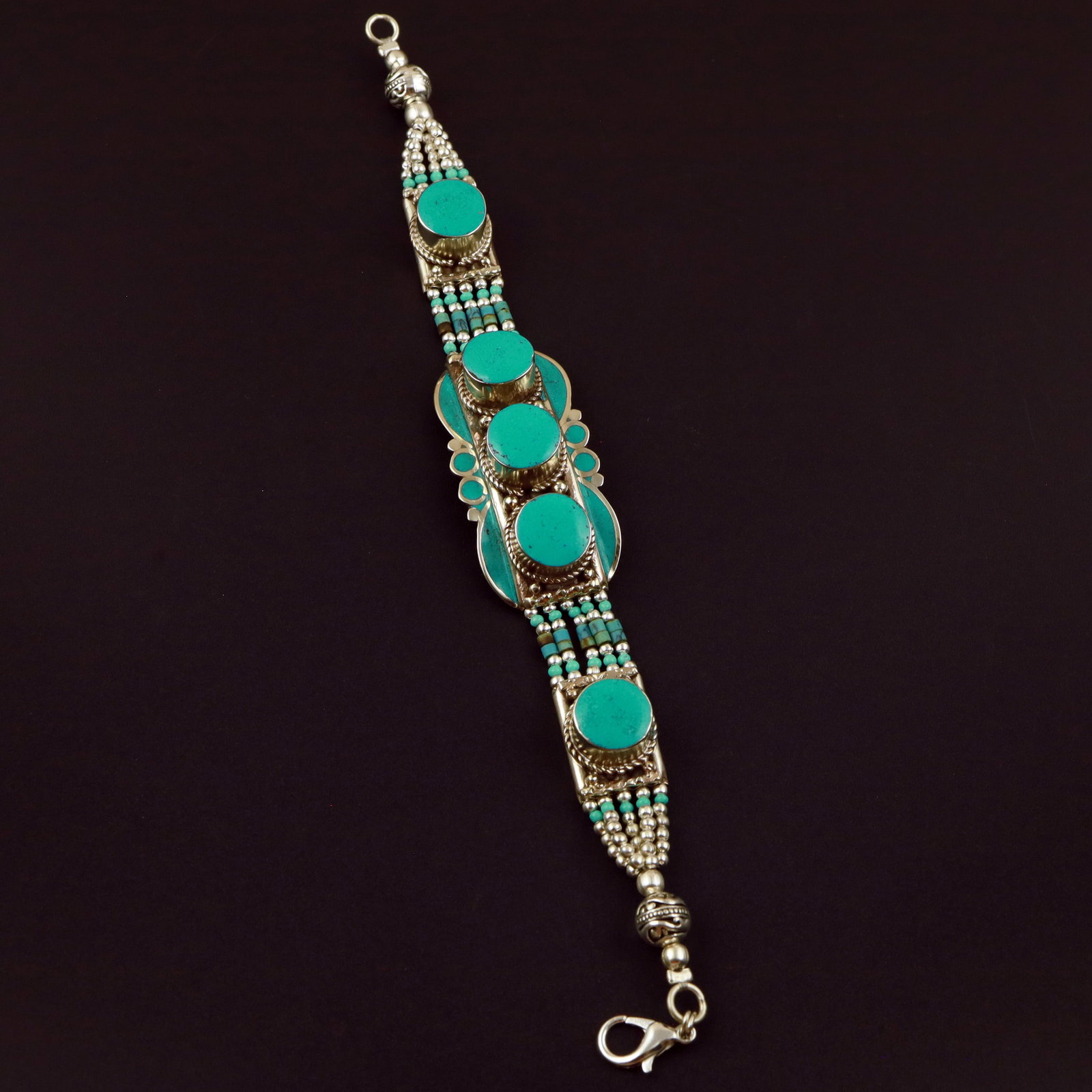 Tibetan Turquoise Handmade Designer Boho Bracelet (1 of 3)