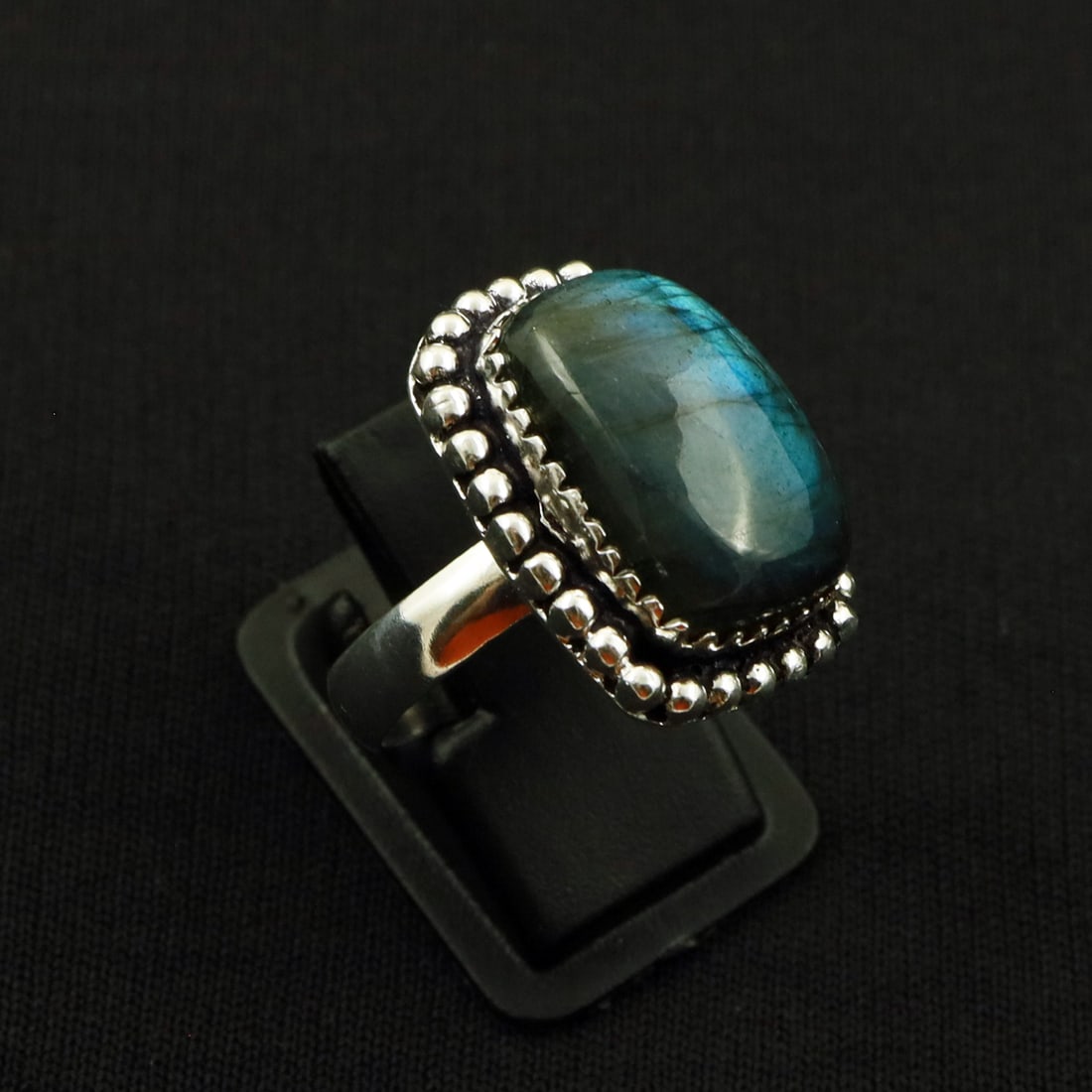 Natural Labradorite Sterling Silver 2-Micron Plated Handmade Ring - 8MM ( Adjustable ): Product ID: 260722122232 Product - Handmade Silver Plated Ring Metal - 92.5 2-Micron Sterling Silver Plated Ring Size - 8MM ( Adjustable ) Gemstone - Labradorite Gemstone Origin - Canada Gemstone Size