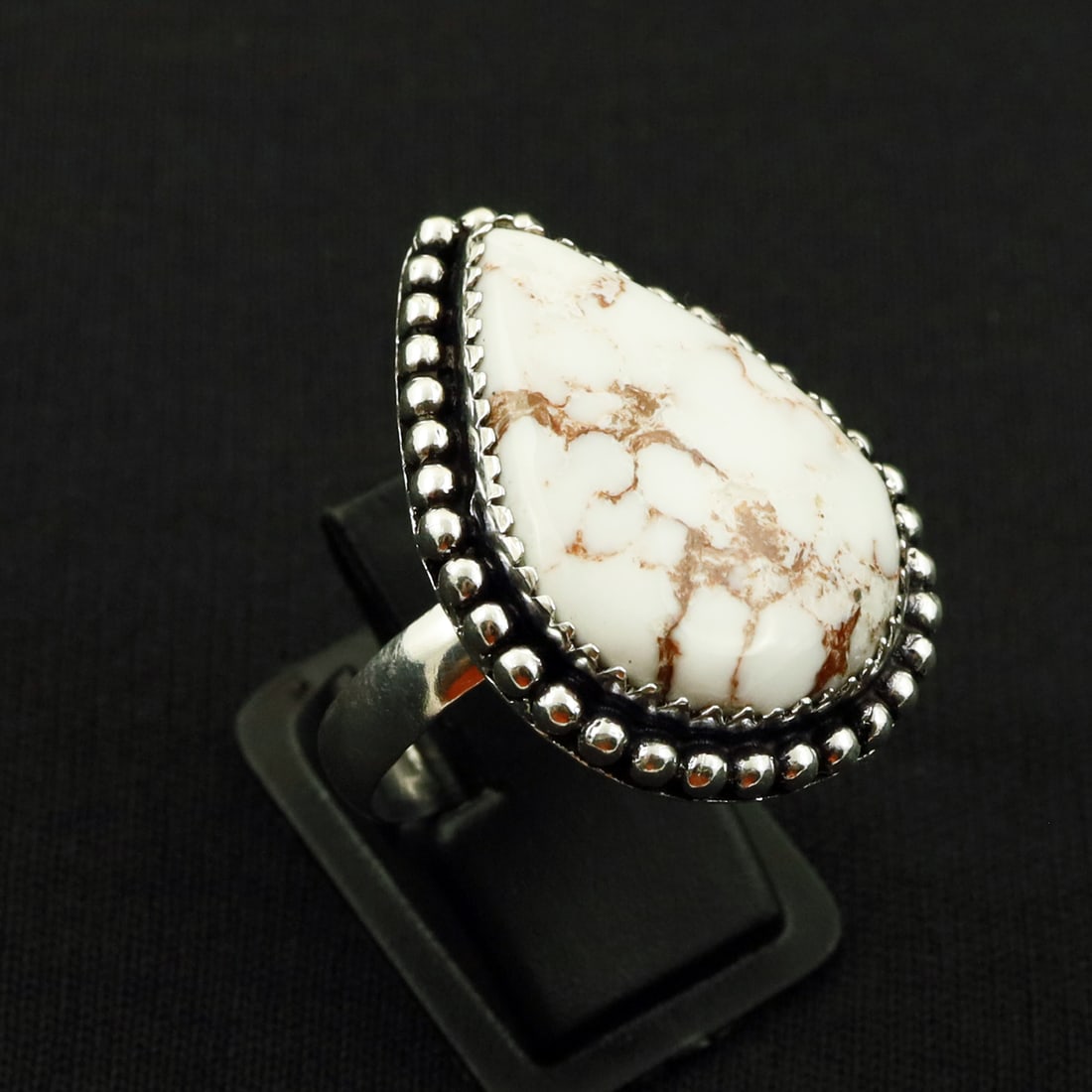 Natural Wild Horse Sterling Silver 2-Micron Plated Handmade Ring - 9.5MM ( Adjustable): Product ID: 260722120517 Product - Handmade Silver Plated Ring Metal - 92.5 2-Micron Sterling Silver Plated Ring Size - 9.5MM ( Adjustable) Gemstone - Wild Horse Gemstone Origin - United States Gemsto