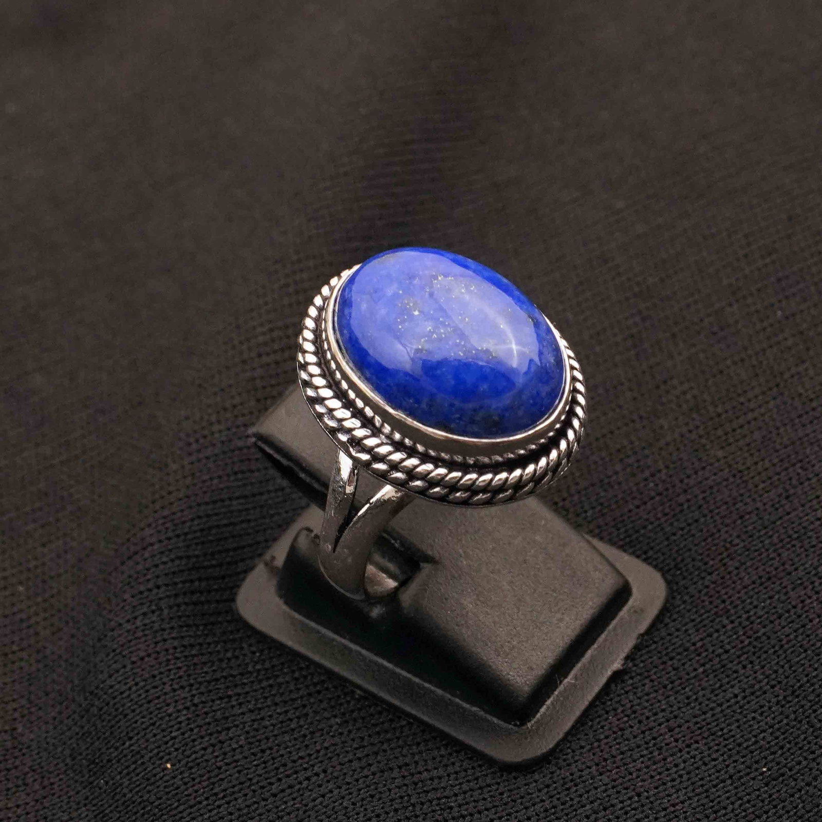Natural Lapis Lazuli Sterling Silver Plated Handmade Ring - 7.5MM: Product ID: 260413124000 Product - Handmade Silver Plated Ring Metal - 92.5 Sterling Silver Plated Ring Size - 7.5MM Gemstone - Lapis Lazuli Gemstone Origin - Afghanistan Gemstone Size - 12X16 MM Gems