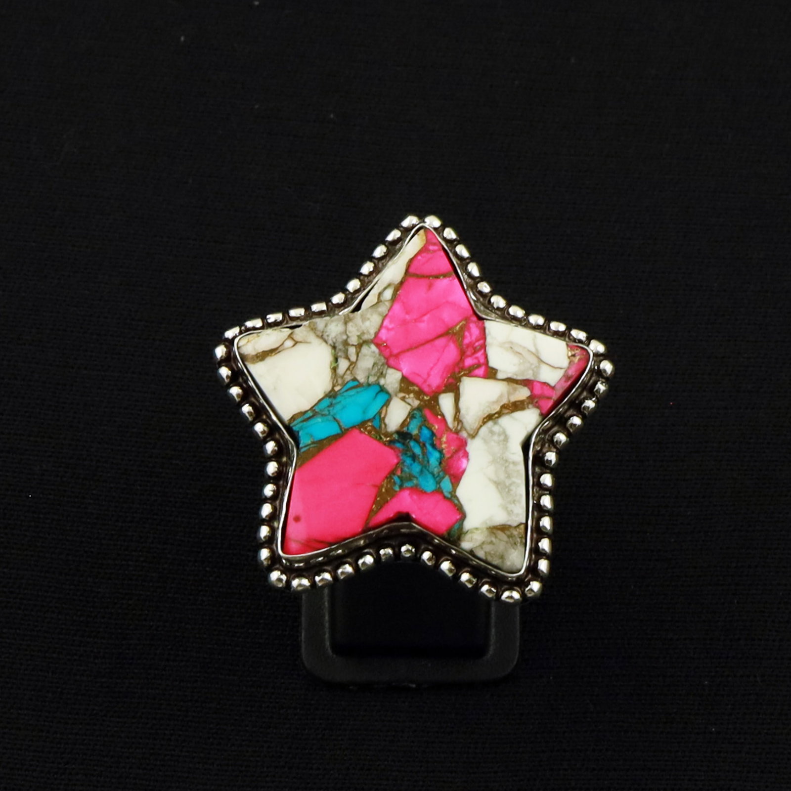 Natural Cotton Candy Sterling Silver Plated Handmade Ring - 10MM (1 of 3)
