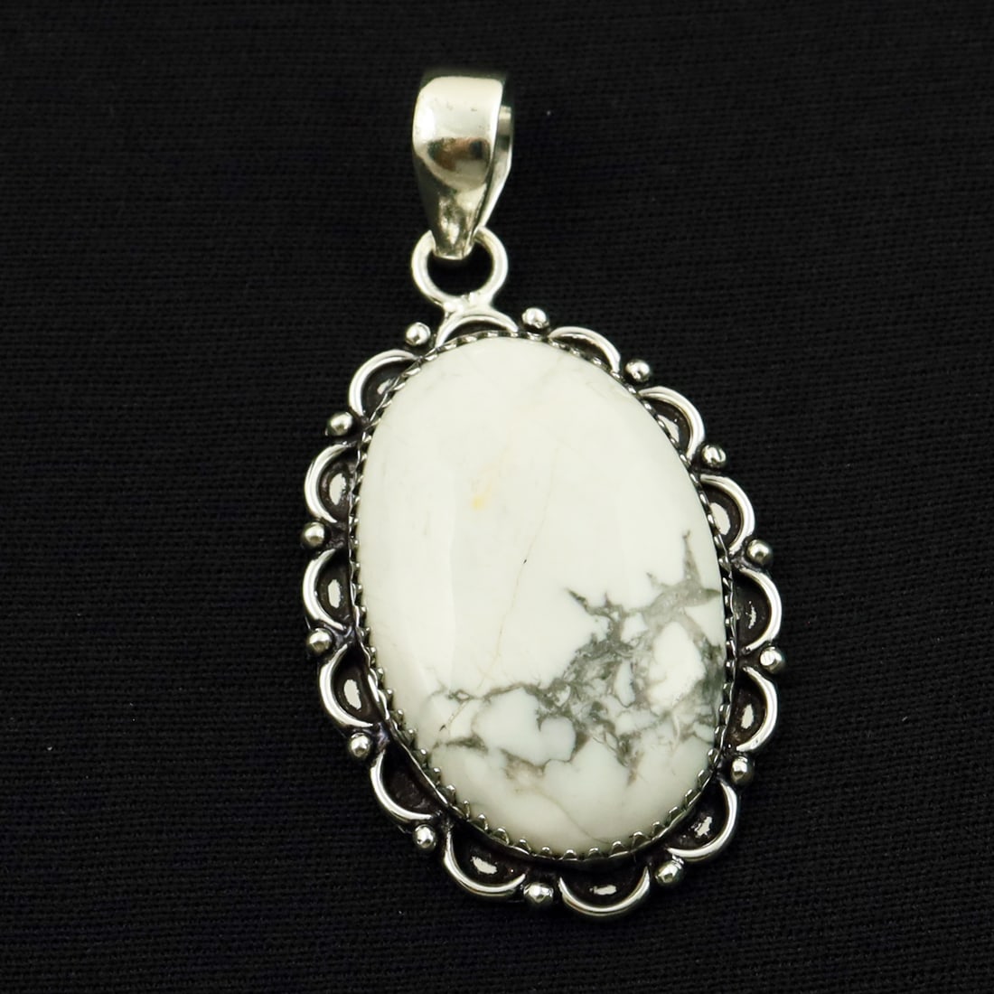 Natural Howlite Sterling Silver Plated Handmade Pendant (1 of 3)