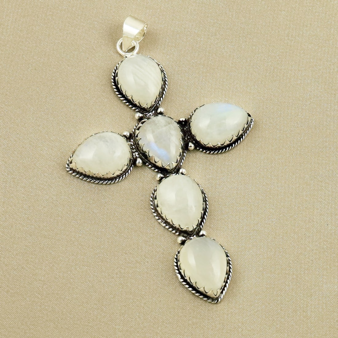 Natural Rainbow Moonstone Sterling Silver Plated Handmade Pendant: Product ID: 260704121010 Product - Handmade Silver Plated Pendant Metal - 92.5 Sterling Silver Plated Pendant Size - 3.5x2 Inch Gemstone - Rainbow Moonstone Gemstone Origin - India Gemstone Size - 12x