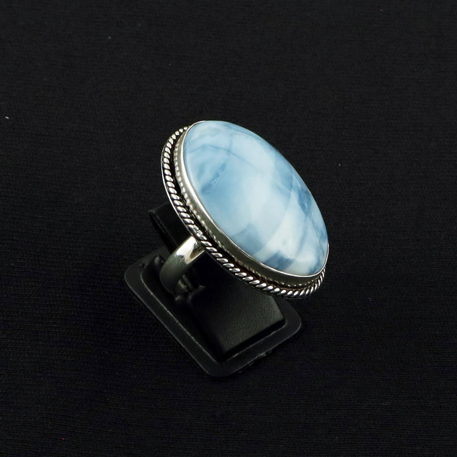 Natural Blue Opal Sterling Silver Plated Handmade Ring - 7MM: Product ID: 260619150323 Product - Handmade Silver Plated Ring Metal - 92.5 Sterling Silver Plated Ring Size - 7MM Gemstone - Blue Opal Gemstone Origin - United States Gemstone Size - 3.5X2.5 CM Gemst