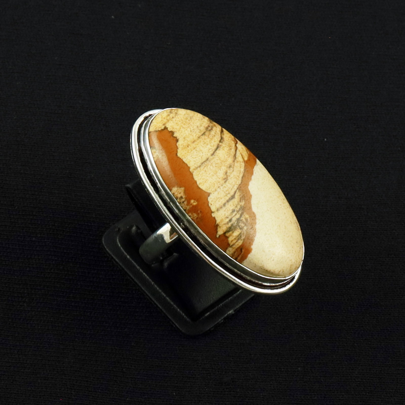 Natural Picture Jasper Sterling Silver Plated Handmade Ring - 7.5MM: Product ID: 260619135729 Product - Handmade Silver Plated Ring Metal - 92.5 Sterling Silver Plated Ring Size - 7.5MM Gemstone - Picture Jasper Gemstone Origin - United States Gemstone Size - 4X2 CM Ge